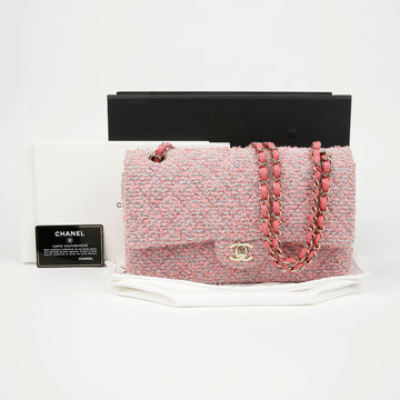 CHANEL Klassische Tweed-Clutch mit Kettenriemen in Pink A01112 157343796