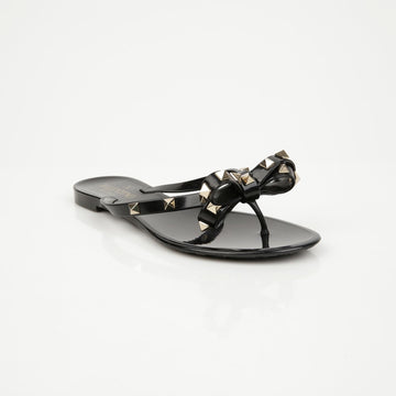 VALENTINO Gummi Rockstud Schleifen Flip-Flop Sandalen Schwarz 157344082
