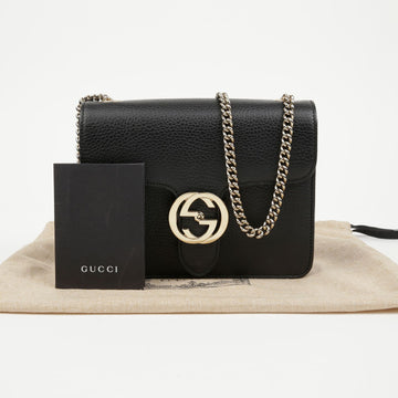 Gucci Interlocking GG Small Chain Bag Black with Gold Hardware 157362773