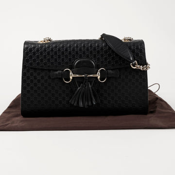 GUCCI マイクロシマレザーエミリーショルダーバッグ ブラック 157120830
