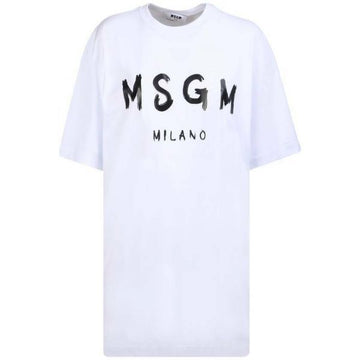 MSGM Brushed Logo Short Sleeve Dress 101585924