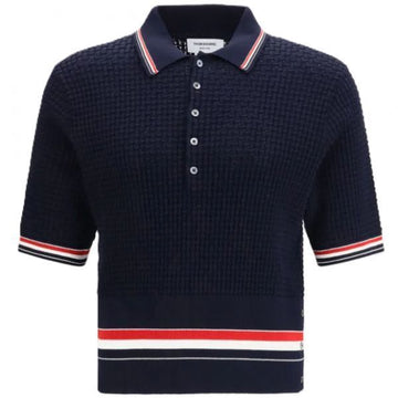 Thom Browne Float Ripple Stitch RWB Stripe Polo 156138090