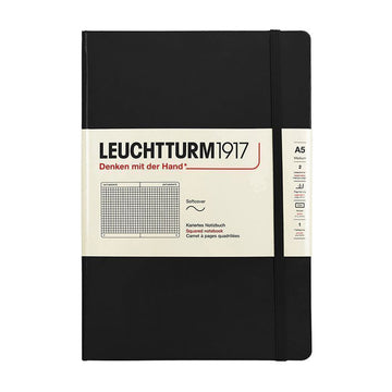 LEUCHURM Softcover Medium A5 Schwarz, kariertes Notizbuch 157225072 [P]