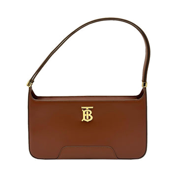 BURBERRY Glänzende Monogramm TB Medium Schultertasche aus glattem Kalbsleder in Warm Tan 80462511 157543313