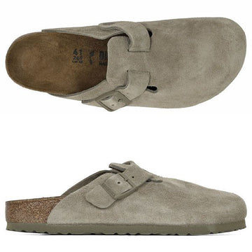 BIRKENSTOCK Faded Khaki Boston Suede Mules 157548011