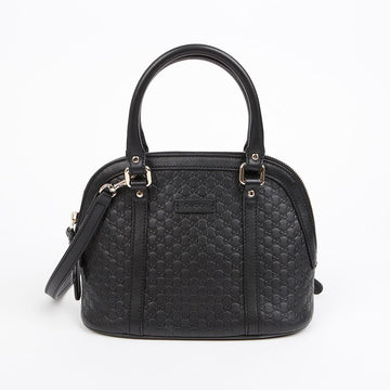 GUCCI Mini Microshima Leder Dome Tote Schultertasche Schwarz 157312400