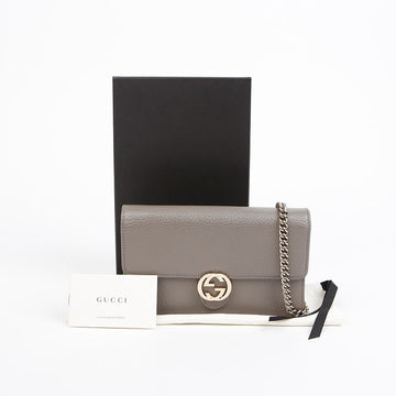 GUCCI Interlocking GG Chain Wallet Crossbody Tasche Grau 157315488