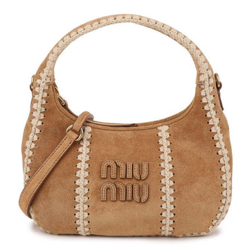 Miu Miu Suede and Crochet Shoulder Bag 150946644