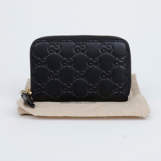 Gucci Leather Card Wallet Black 157363844 [P]