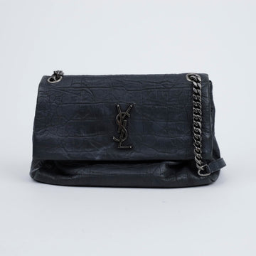 SAINT LAURENT ウエストハリウッドクロコダイルチェーンショルダーバッグ ブラック 157366273