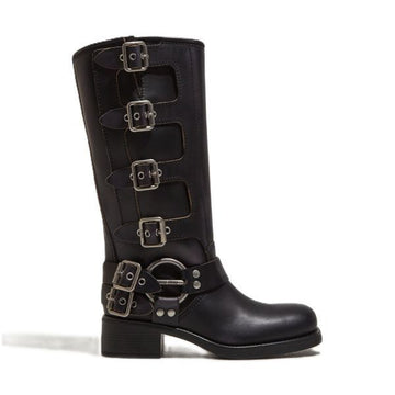 MIU MIU レザー バックル ブーツ 148201485