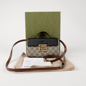 GUCCI Mini GG Supreme Canvas Top Handle Schultertasche Schwarz 157315307