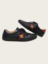 GUCCI Schwarze Leder Web Bienenstickerei Ace Sneakers 157550679 [P]