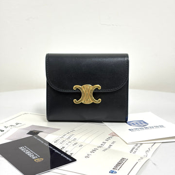 CELINE Triomphe Klappenbörse Damen Schwarz 157550753