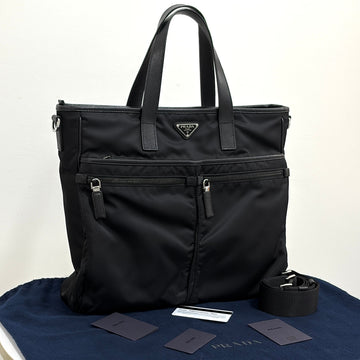 PRADA ナイロン三角ロゴトートバッグ&ショルダーバッグ ブラック (2VG860) 157550843
