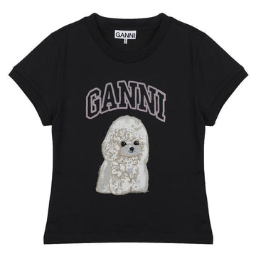 GANNI ブラックプードルクロップTシャツ 141983373