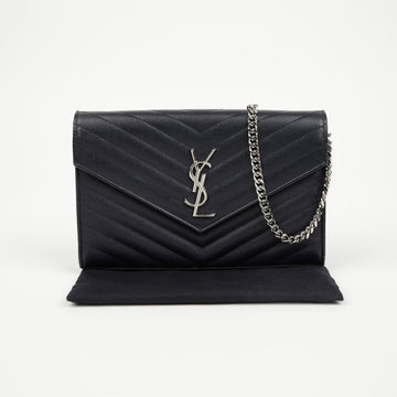 SAINT LAURENT カサンドラマトラッセレザーフラップチェーン財布 157388550