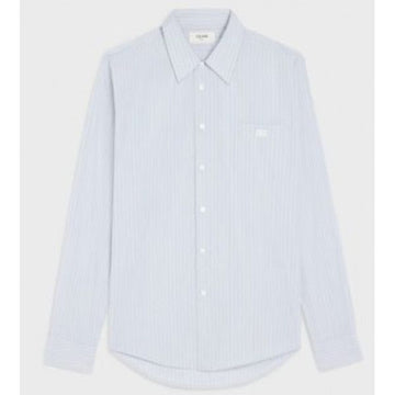 Celine Loose Shirt in Stripe Cotton Poplin Chalk Pearls 151055169
