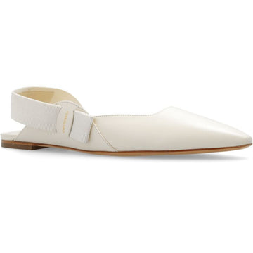 Salvatore Ferragamo VANIA Bow Slingback Flat Shoes Ivory 0763421 64078583 [P]