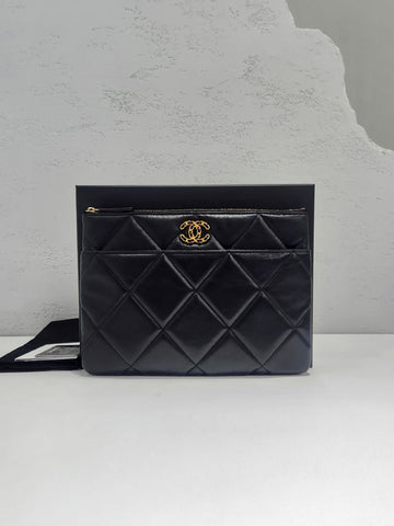 CHANEL Goat Skin 19 New Medium Clutch Bag AP1357 157588559