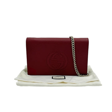 GUCCI Rot Leder Soho Ketten Clutch Tasche 407041 154385751