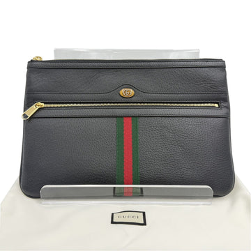 GUCCI Clutch aus schwarzem Leder mit drei Streifen 517551 154492248
