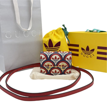 Gucci Unused New X Adidas Horsebit Red Blue Leather Card Wallet Crossbody WOC Love Parade Collection 702248 154385744