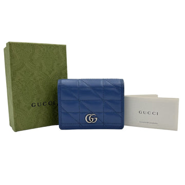GUCCI GGマーモントライトブルーキルティングレザーマトラッセ財布466492 154995462