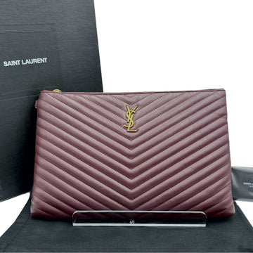 SAINT LAURENT Monogram Matelassé große goldene schwarze Clutch 440222 154492460