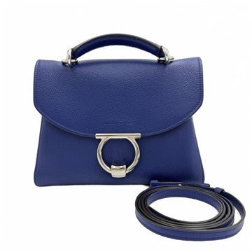 SALVATORE FERRAGAMO ガンチーニ マゴ レザー トートバッグ ショルダーバッグ クロスバッグ ブルー 21H493 154995456