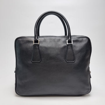 PRADA Kalfskin Aktentasche mit Seitenlogo Schwarz (Premium, Unisex) 605-49 157592302