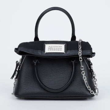 MAISON MARGIELA 5AC Mikro Leder Tote Schultertasche Schwarz Nylon 157090737