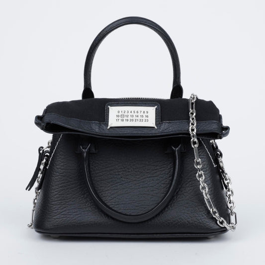 MAISON MARGIELA 5AC Mikro Leder Tote Schultertasche Schwarz Nylon 157090737