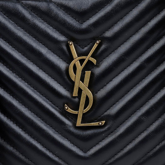 SAINT LAURENT Monogram Leder Lu Kamera Tasche Schwarz mit Goldakzenten 157091392