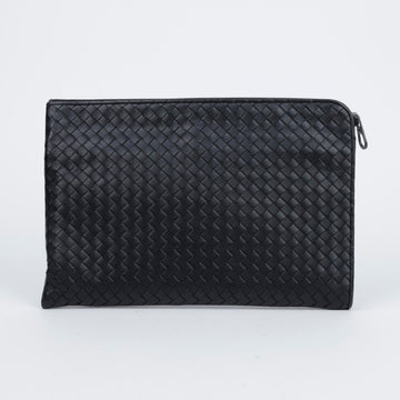 BOTTEGA VENETA イントレチャート レザー ドキュメント クラッチ ブラック 157119980