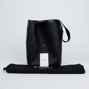 CELINE Medium Leder Bucket Schultertasche Schwarz 157201853