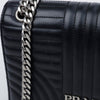 Prada Soft Calf Leather Diagram Chain Shoulder Bag Black 157202119 [P]