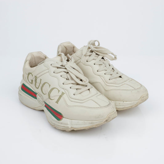 GUCCI Laiton Logo Leder Damen Sneaker Weiß 157312089