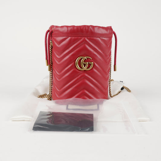 GUCCI Mini Leder Eimer Tasche Rot 157116836