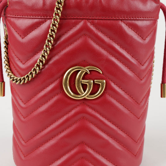 GUCCI Mini Leder Eimer Tasche Rot 157116836