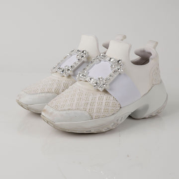 ROGER VIVIER ホワイトビブ ラン ストラス バックル スニーカー 157312088