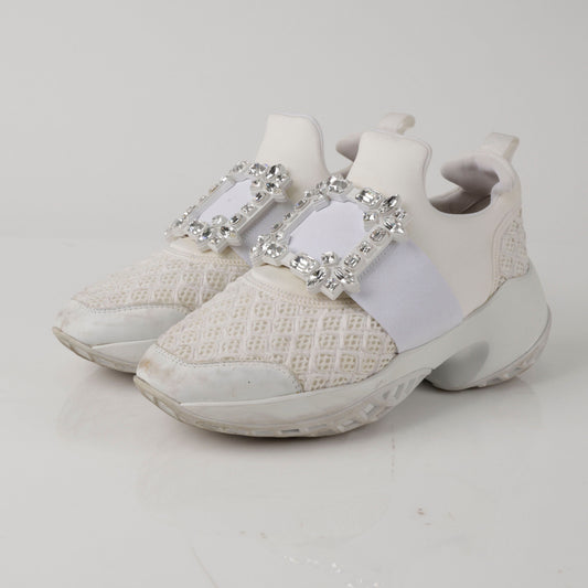 ROGER VIVIER Weiße Sneaker mit Strassschnalle 157312088