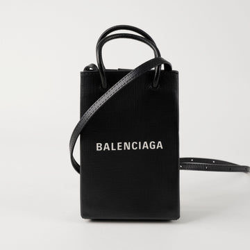 BALENCIAGA Shopping Handy Halter Mini Leder Crossbody Tasche Schwarz 157364845