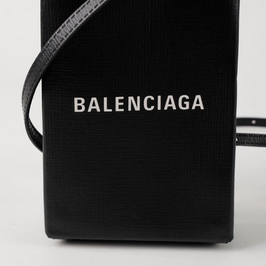BALENCIAGA Shopping Handy Halter Mini Leder Crossbody Tasche Schwarz 157364845