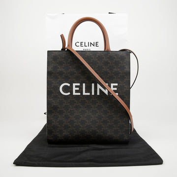 CELINE Klein Vertikal Cabas Canvas Tote Bag Tan 157521348