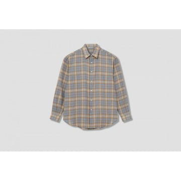 Auralee Wool Check Shirt Light Blue Beige 151053942