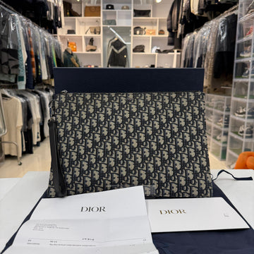 DIOR Oblique A4 Jacquard Zip Clutch 157601264