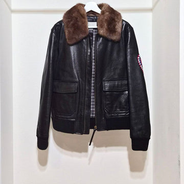 GUCCI Bestickte Leder Bomberjacke (439564) 157602443