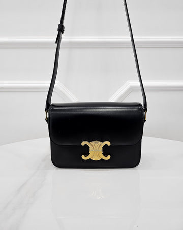 CELINE Triope Tin Schwarz Shiny Kalbsleder Schultertasche 188423BF4 157602462