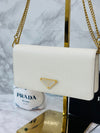 PRADA Vitello Saffiano Ketten-Crossbody Tasche Weiß 157604113 [P]